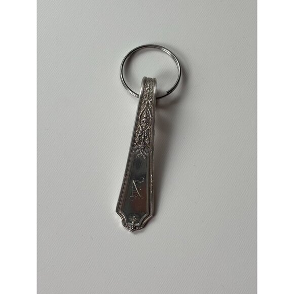 Handmade Monogram “N” Keychain Silver Plated Antique Spoon Silverware - Picture 2 of 6